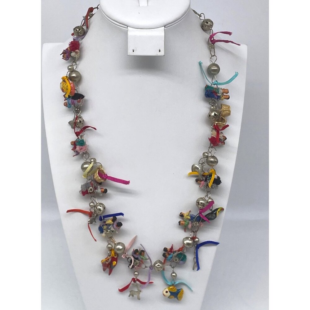 Worry/Wedding Doll Necklace Hand Crafted Miniature Silver Bells  Animal Baskets